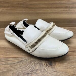 Lanvin Womens Size 5 Flats Pale Cream Soft Lamb Leather Stretch
